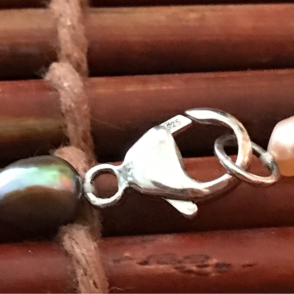 Honora Cream & Grey Long Pearl Necklace .925 Sterling Silver clasp 36” - Picture 11 of 12